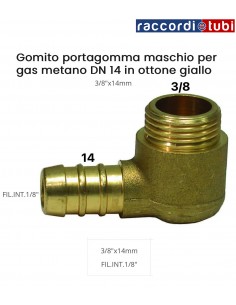 PORTAGOMMA OTTONE CURVO M.3/8 METANO