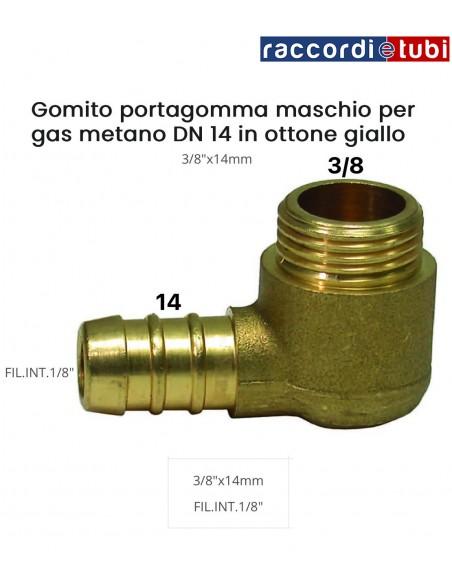 PORTAGOMMA OTTONE CURVO M.3/8 METANO