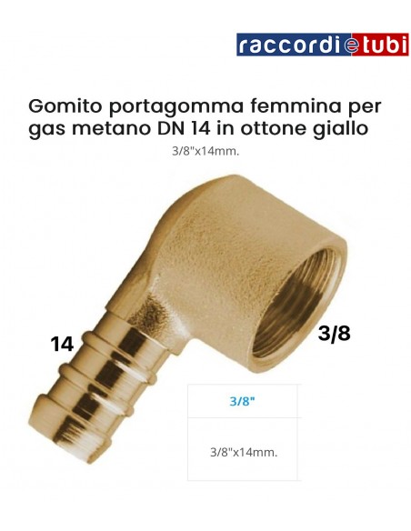 PORTAGOMMA OTTONE CURVO F.3/8 METANO