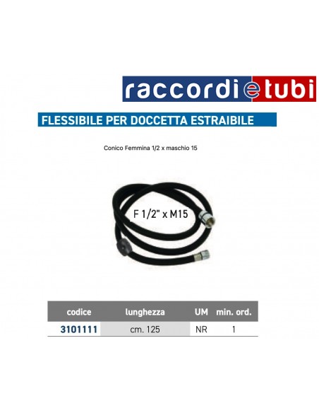 FLESSIBILE IN PVC PER DOCCETTA LAVELLO ESTRAIBILE 125cm