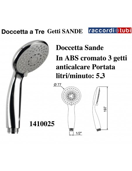 DUSCHDUSCHE SANDE 3 STRAHLEN AUS VERCHROMTEM ABS