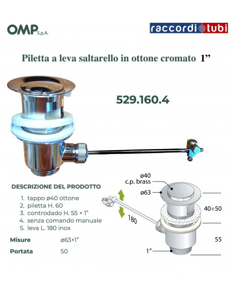PILETTA TAPPO SALTERELLO D.1''x63mm