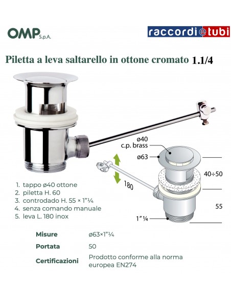 PILETTA TAPPO SALTERELLO D.11/4''x63