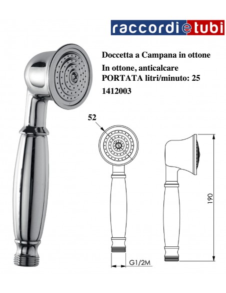 GLOCKENDUSCHE AUS VERCHROMTEM MESSING 1412003