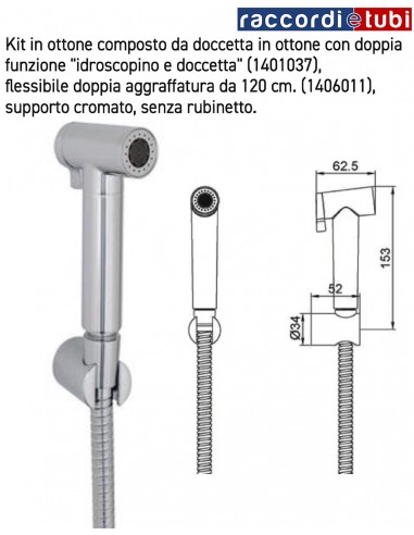 IDROSCOPINO KIT IN OTTONE CROMATO CON DOCCETTA...