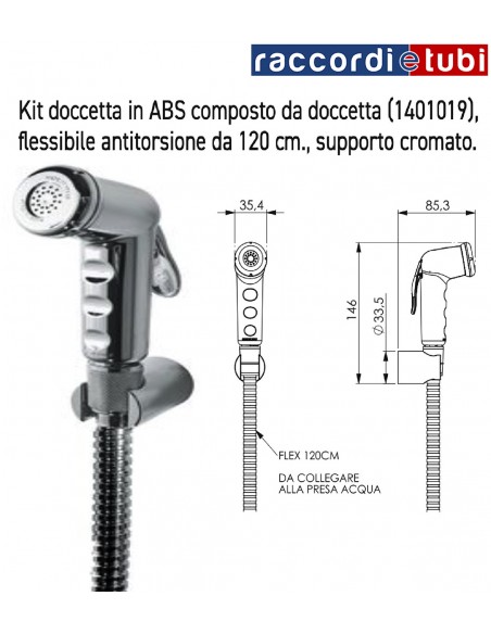 IDROSCOPINO KIT DOCCETTA IN ABS CROMATO 1401010
