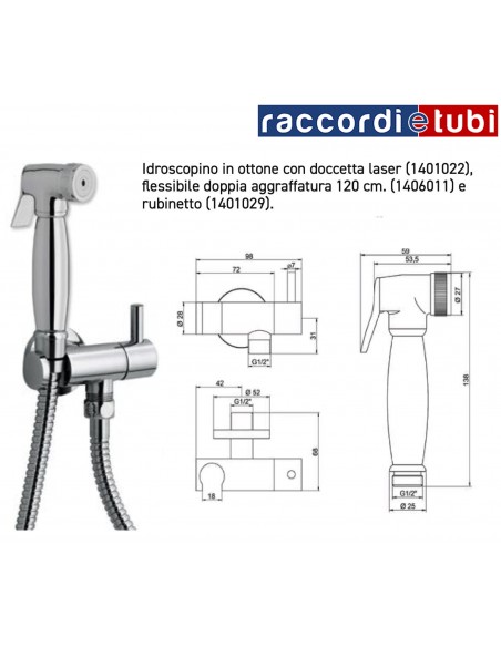 IDROSCOPINO IN OTTONE CROMATO CON DOCCETTA GETTO CENTRALE