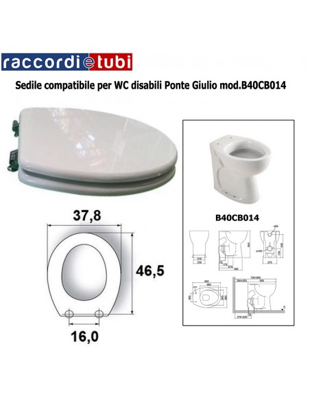 SEDILE TIPO 140 SENZA APERTURA FRONTALE PER WC DISABILI
