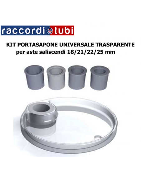 UNIVERSAL TRANSPARENTE SEIFENHALTER FÜR STANGEN 18/21/22/25 mm