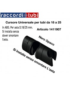 CURSORE PER SALISCENDI UNIVERSALE 18/25mm IN ABS NERO OPACO