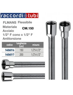 FLESSIBILE DOCCIA  CM.150 IN ACCIAIO INOX ANTITORSIONE...