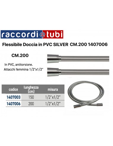 DUSCHSCHLAUCH AUS PVC 1/2X1/2 IG CM.200 SILBER