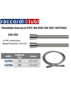 DUSCHSCHLAUCH AUS PVC 1/2X1/2 FF CM.150 SILBER