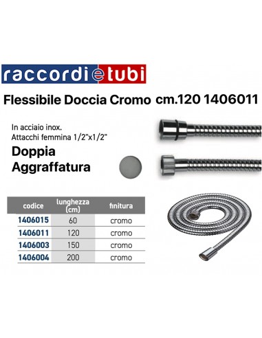 FLESSIBILE DOCCIA CM.120 F/F D.1/2''x1/2' CROMATO 