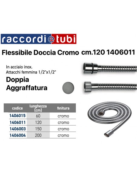 FLESSIBILE DOCCIA CM.120 F/F D.1/2''x1/2' CROMATO 