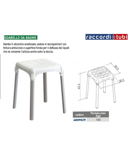 SGABELLO DA BAGNO QUADRATO BIANCO 4009029