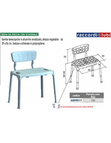 SEDIA DA DOCCIA CON SCHIENALE BIANCA