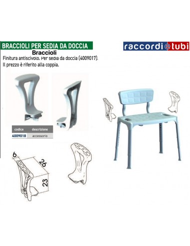 BRACCIOLI PER SEDIA DA DOCCIA CON SCHIENALE