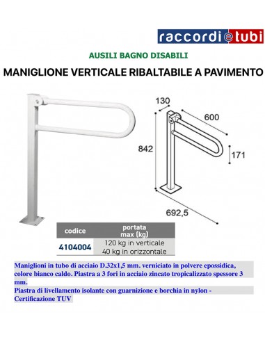 MANIGLIONE BARRA DI SOSTEGNO RIBALTABILE...