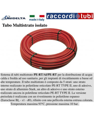 TUBO MULTISTRATO UNIDELTA ISOLATO ROSSO 20X2...