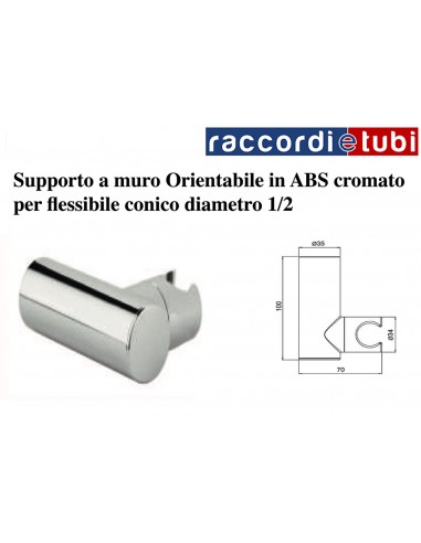 SUPPORTO DUPLEX TONDO ORIENTABILE IN ABS CROMATO