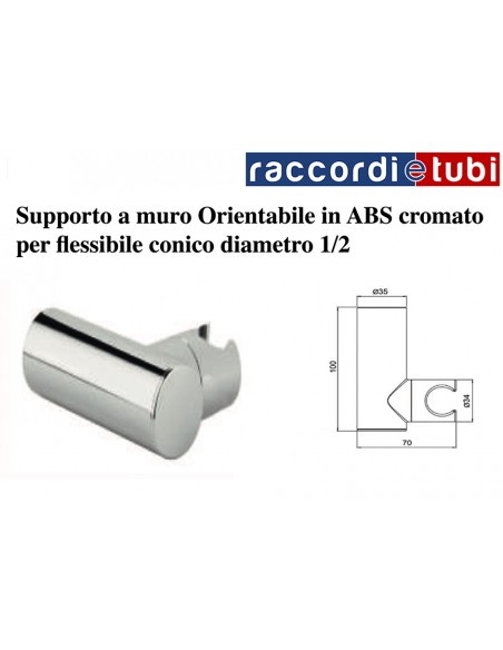 SUPPORTO DUPLEX TONDO ORIENTABILE IN ABS CROMATO
