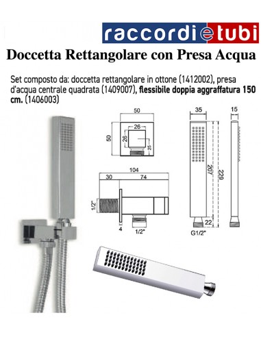 SET DOCCIA RETTANGOLARE IN OTTONE CROMATO CON...