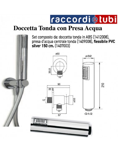 RUNDES DUSCHSET ABS VERCHROMT mit...