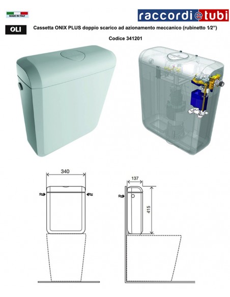 ONIX PLUS SLIM SPÜLKASTEN 341201 FÜR EINTEILIGES WC