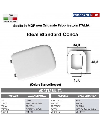 SEDILE PER WC IDEAL STANDARD CONCA BIANCO...