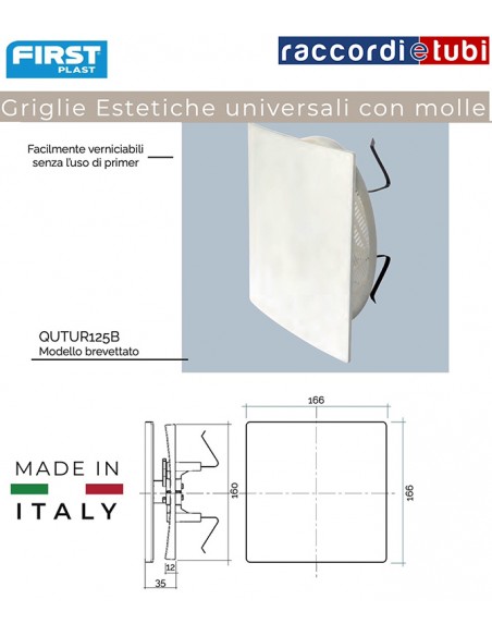 GRIGLIA DI AEREAZIONE QUADRATA 166x166 QUTUR125B