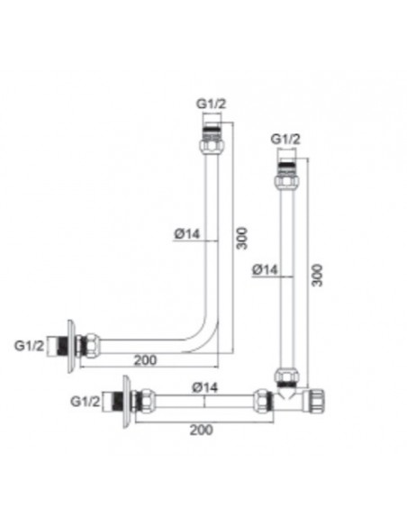 KIT ALLACCIO SCALDABAGNO L.200x300 DIAMETRO 14