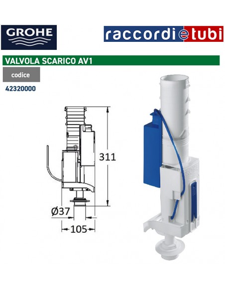 VALVOLA DI SCARICO GROHE  AV1 PER CASSETTA 42320000