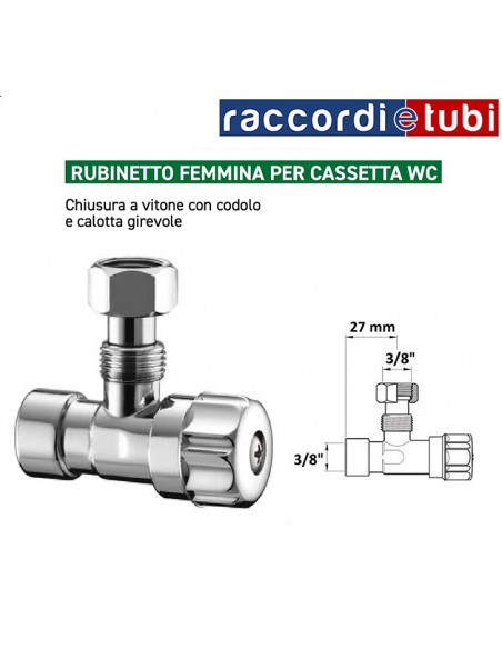 RUBINETTO PER CASSETTA WC DIAMETRO 3/8''x3/8'' CON CODOLO GIREVOLE