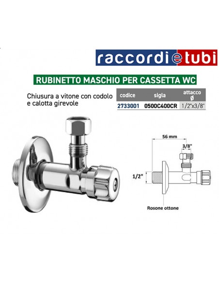 RUBINETTO PER CASSETTA WC 1/2''x3/8''