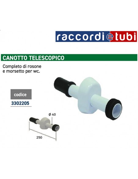 CANOTTO DRITTO CON ROSONE E MORSETTO PER ALLACCIO WC