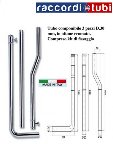 TUBO CASSETTA 3 PEZZI IN OTTONE CROMATO