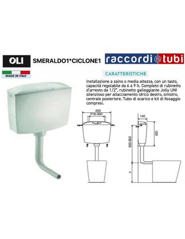 CASSETTA SMERALDO1*CICLONE1 Doppio scarico 6/3...