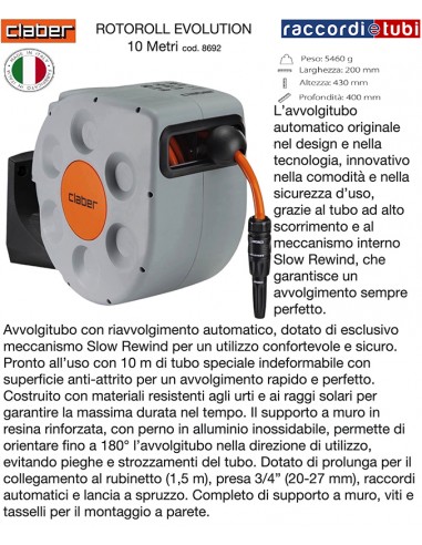 SCHLAUCHAUFROLLER CLABER ROTOROLL EVOLUTION 10...