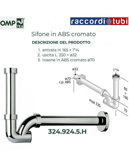 SIFONE  A ''U'' IN  ABS CROMATO DIAMETRO 11/4''x32 