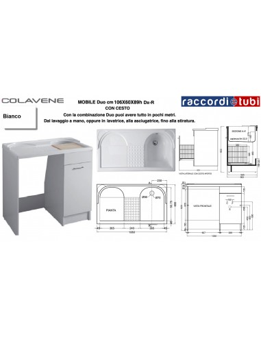 MOBILE LAVATOIO COLAVENE BIANCO 106X60X59H...