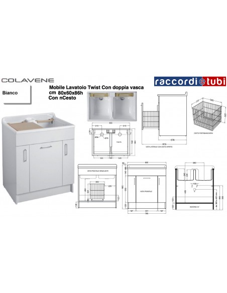 MOBILER WASCHTISCH COLAVENE WEISS 80X60X86H TWIST 24080B