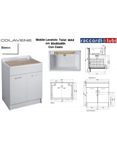MOBILE LAVATOIO COLAVENE BIANCO 80X60X86H TWIST MAX 24180B