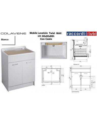 MOBILE WASCHTISCH COLAVENE WEISS 80X60X86H...