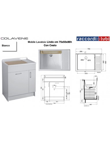 MOBILE LAVATOIO COLAVENE WEIß 75X50X86H LINDO...