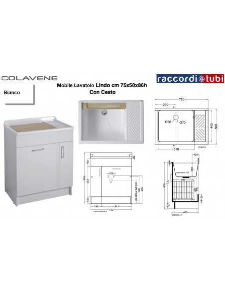 MOBILE LAVATOIO COLAVENE WEIß 75X50X86H LINDO 24100B