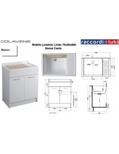MOBILE LAVATOIO COLAVENE BIANCO 75X50X86H LINDO 24112B