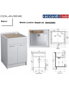 MOBILE LAVATOIO COLAVENE BIANCO 60X50X86H WASH  24050B