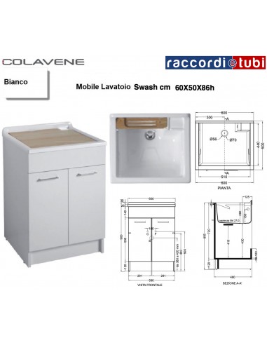 MOBILE LAVATOIO COLAVENE BIANCO 60X50X86H WASH...