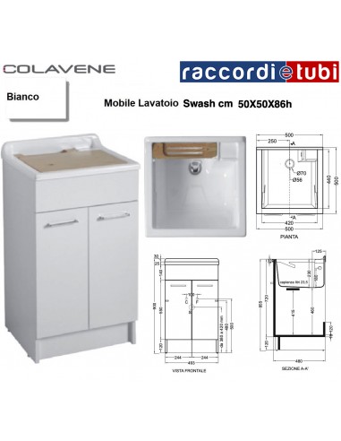 MOBILE LAVATOIO COLAVENE BIANCO 50X50X86H WASH...
